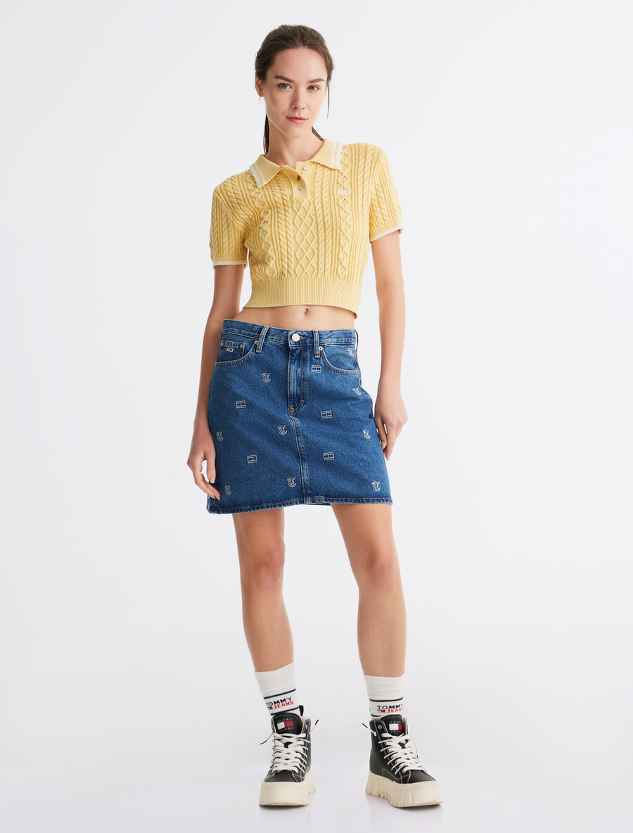kurzes polo-shirt mit zopfmuster