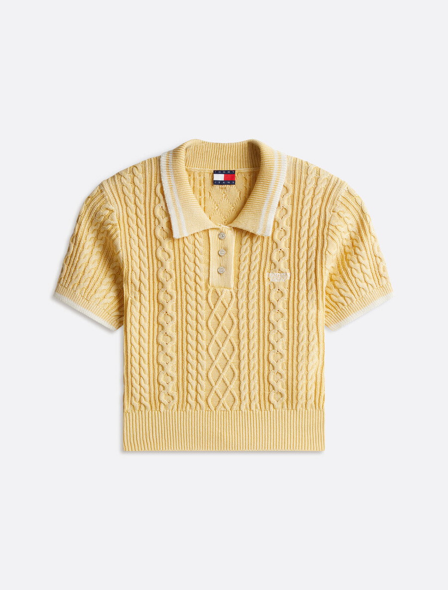 kurzes polo-shirt mit zopfmuster
