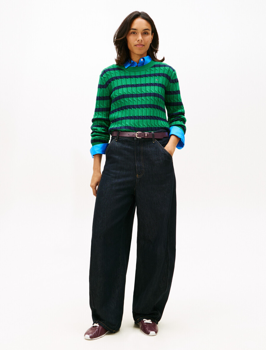 zopfstrickpullover mit rundhalsausschnitt