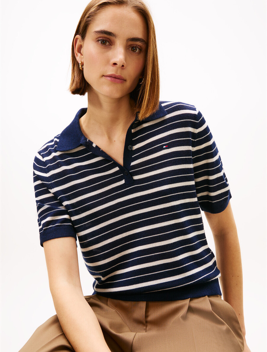 kurzarm-polopullover mit seide