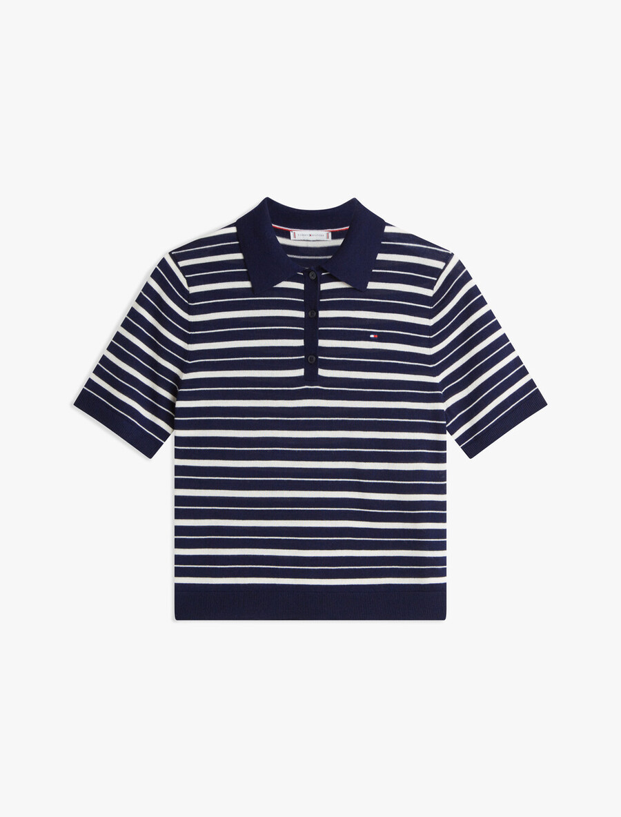 kurzarm-polopullover mit seide
