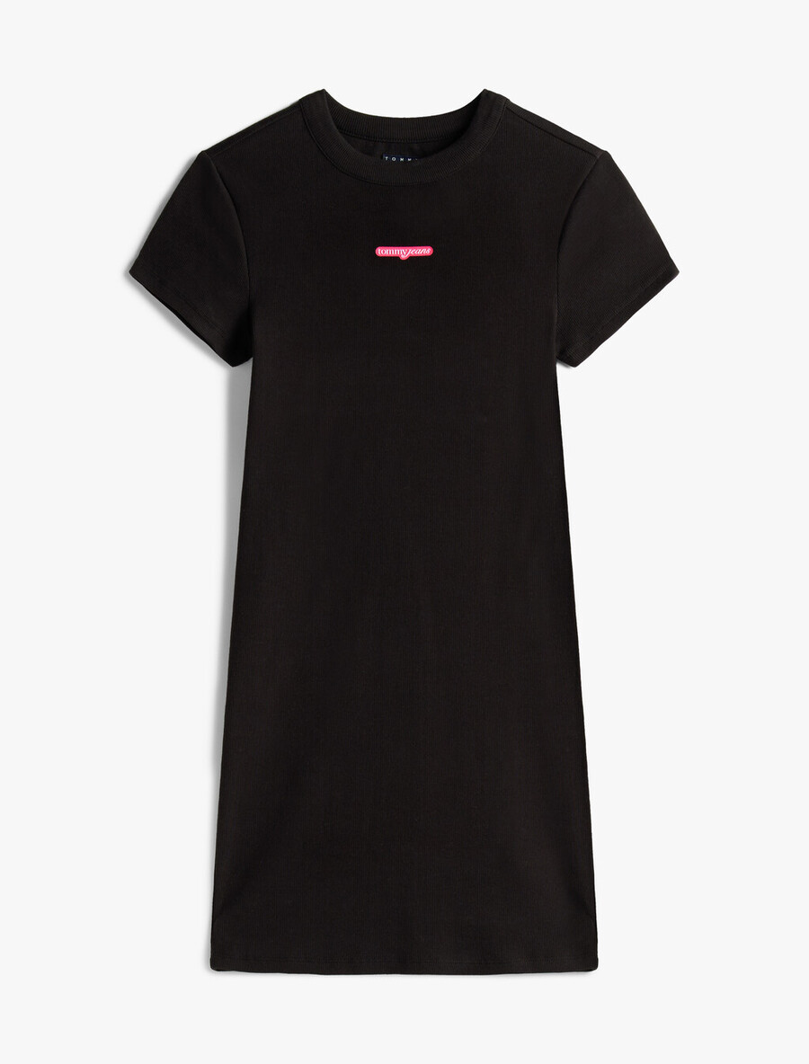 minikleid aus rippstrick mit logo und schriftzug