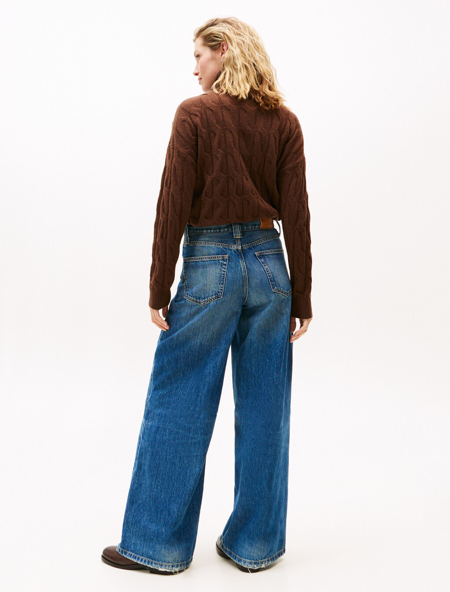 70er-jahre high-rise-jeans mit weitem bein