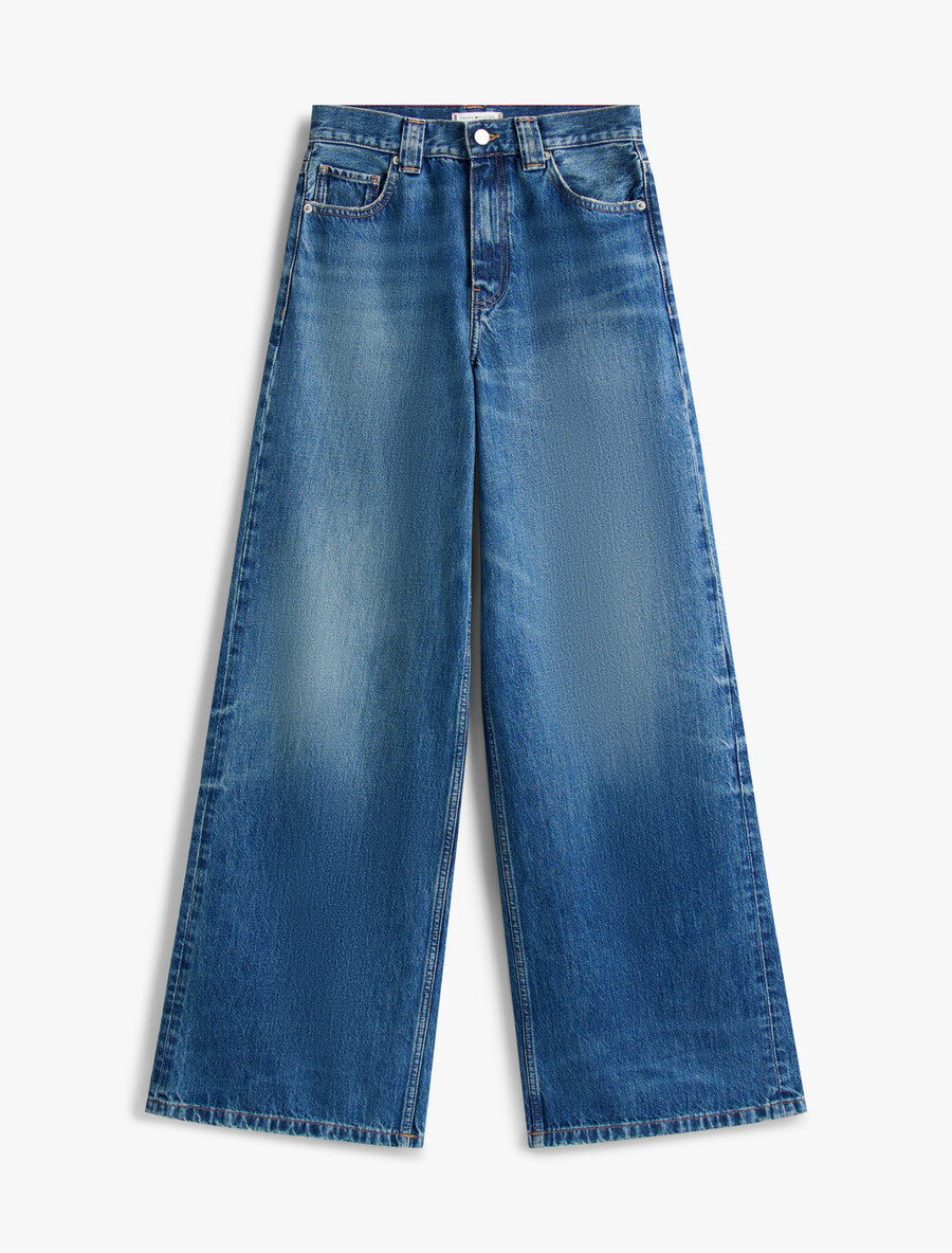 70er-jahre high-rise-jeans mit weitem bein
