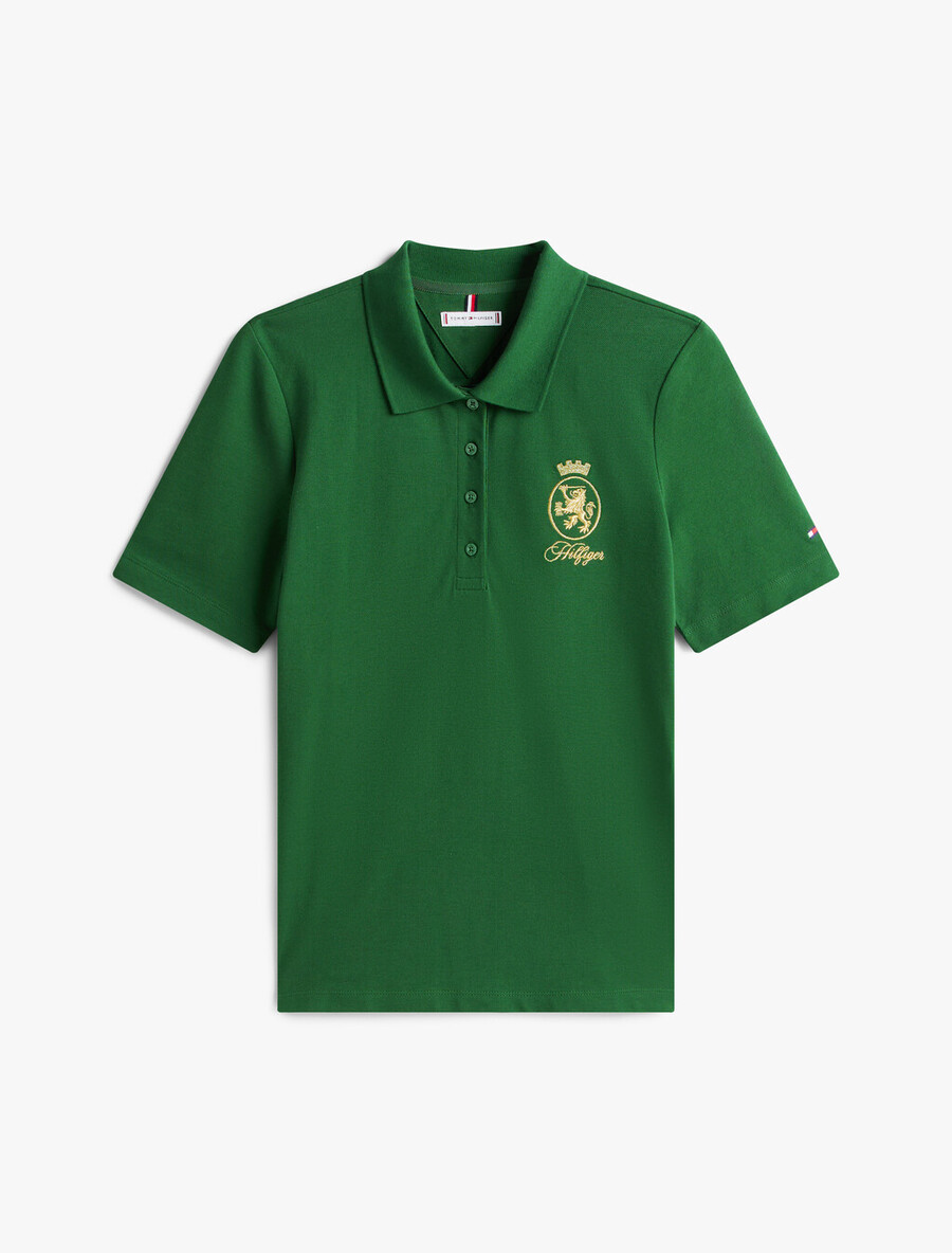 poloshirt mit wappenstickerei in regulärer passform