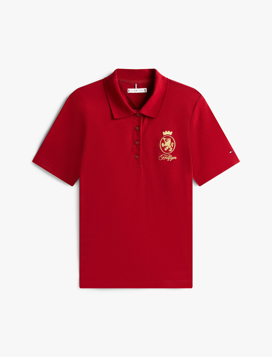 poloshirt mit wappenstickerei in regulärer passform