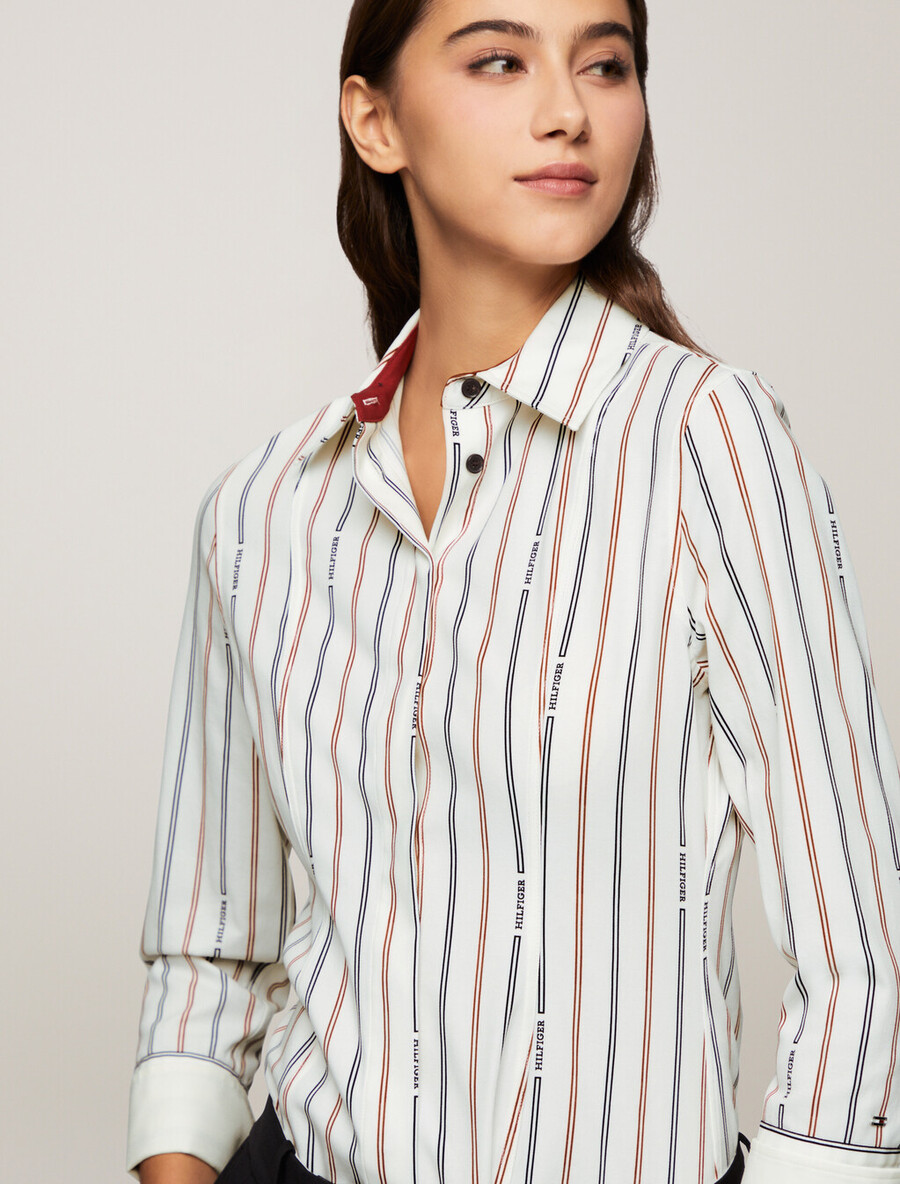 asia fit logo stripe slim shirt