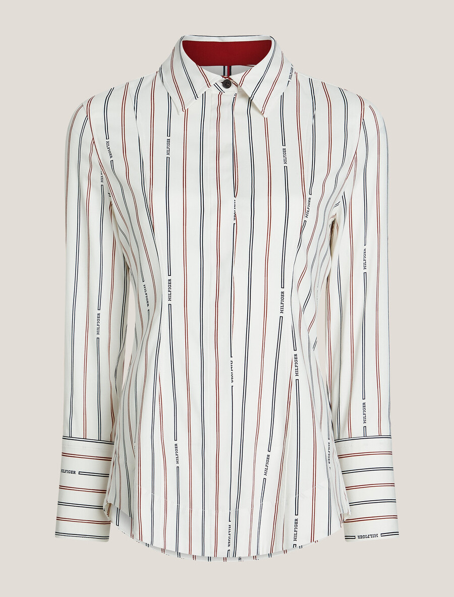 asia fit logo stripe slim shirt