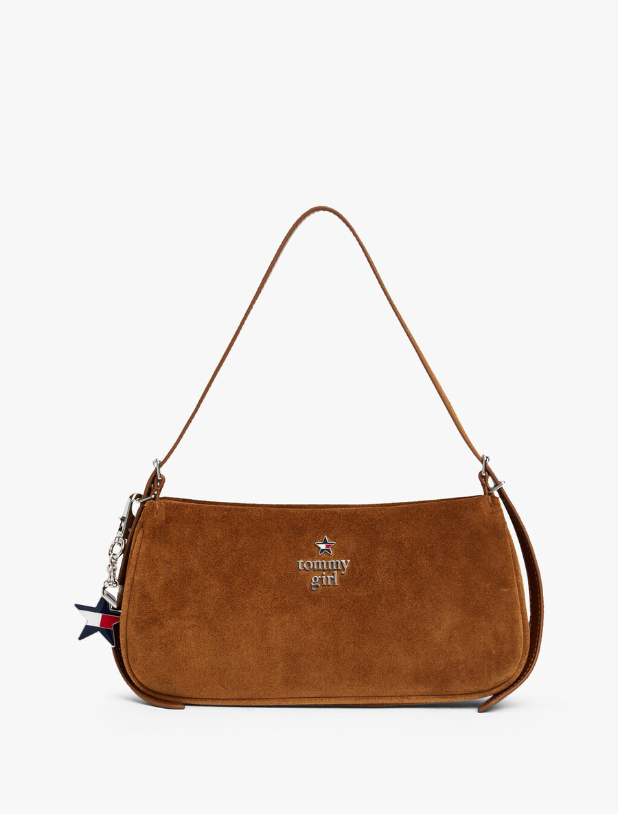 tommy girl wildleder-schultertasche