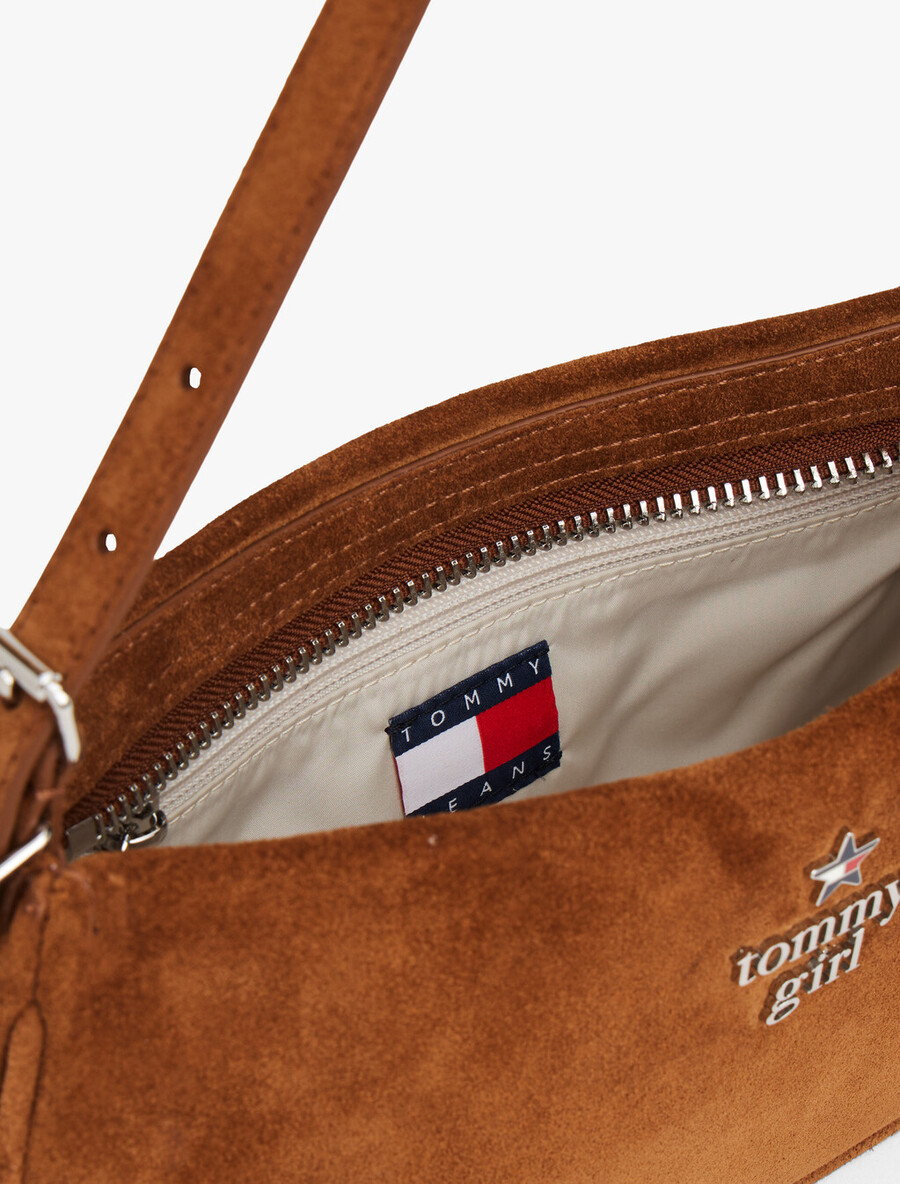 tommy girl wildleder-schultertasche