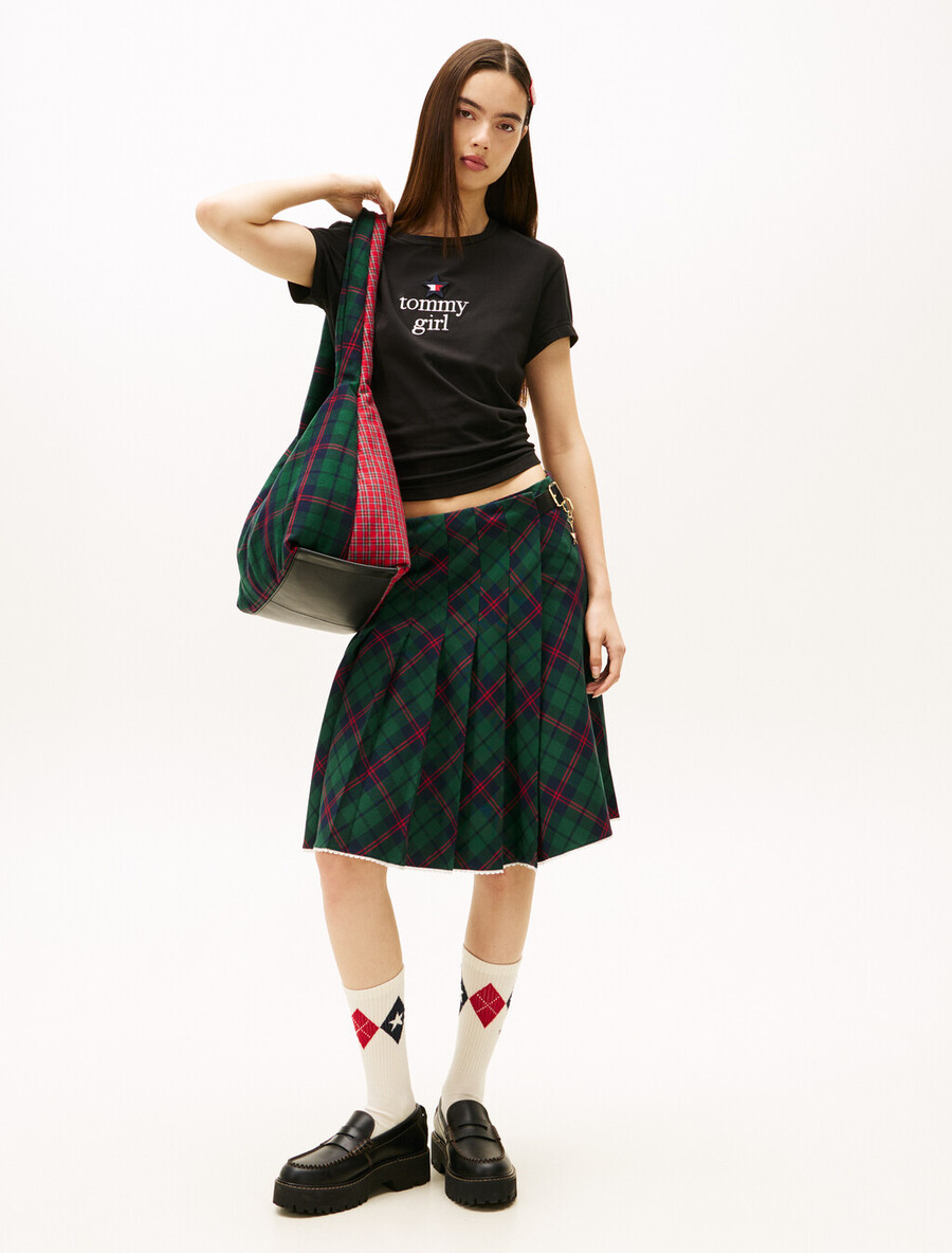 tommy girl tartan plissee-midirock
