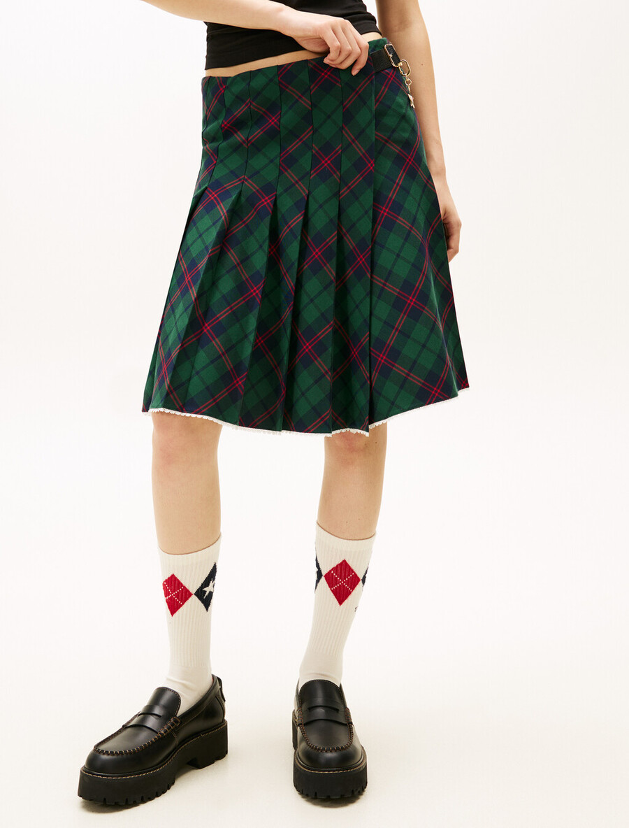 tommy girl tartan plissee-midirock