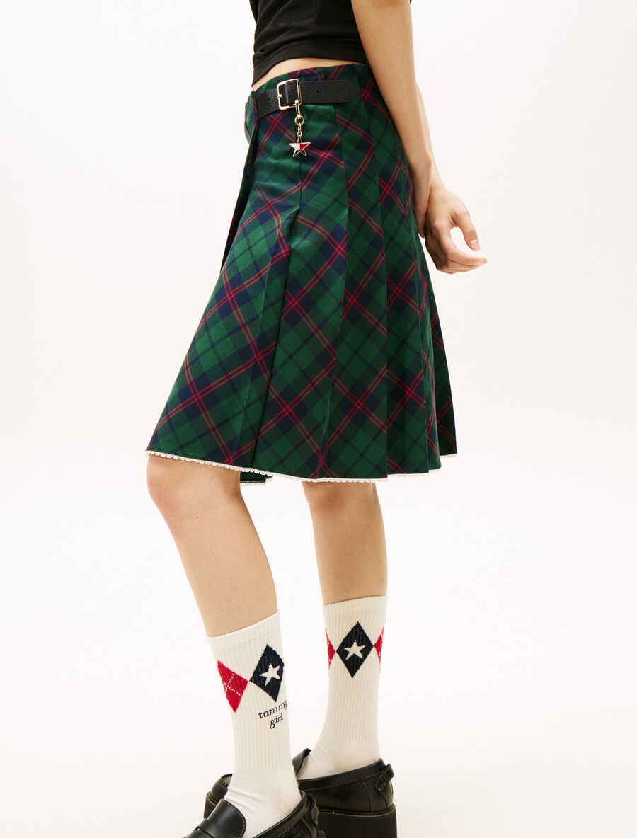 tommy girl tartan plissee-midirock