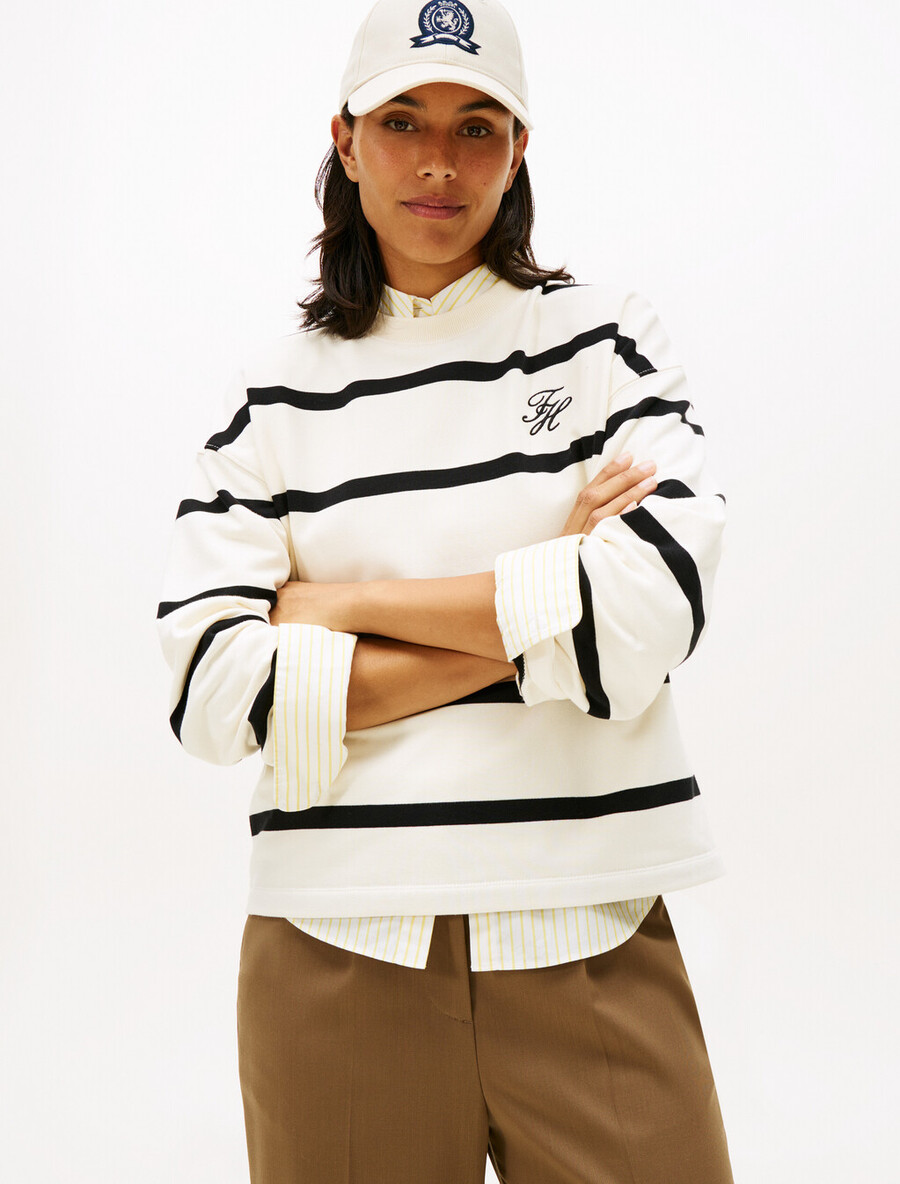 sweatshirt mit logostickerei und rundhalsausschnitt aus frottee