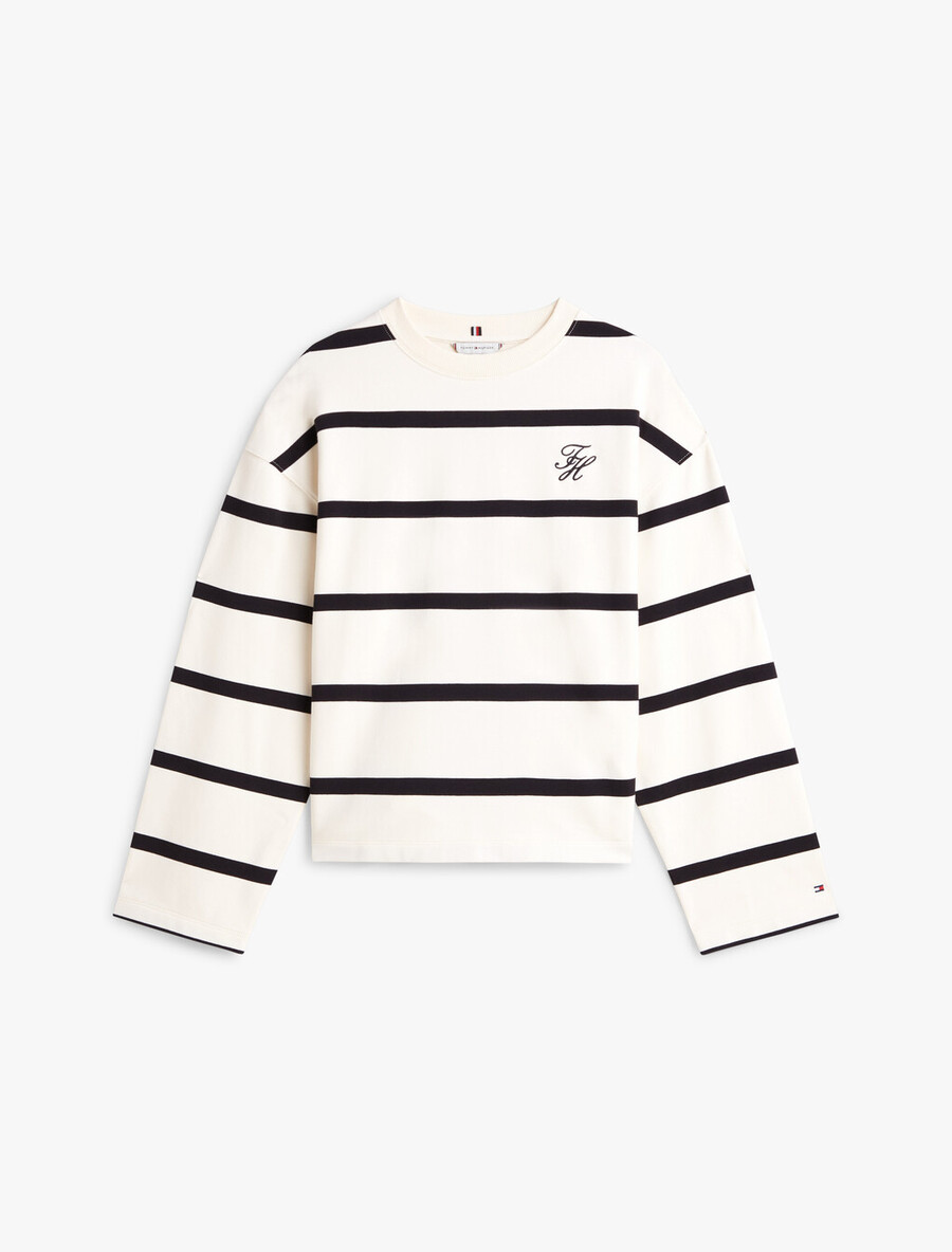 sweatshirt mit logostickerei und rundhalsausschnitt aus frottee