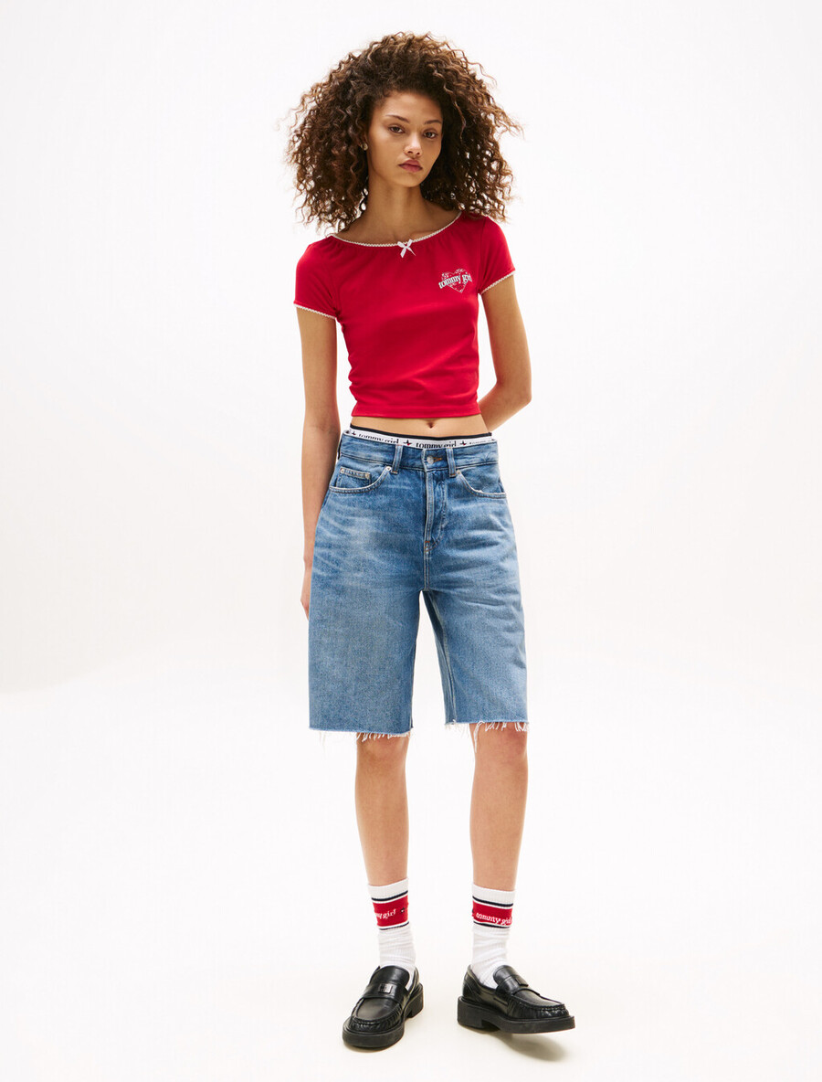 tommy girl logo slim cropped t-shirt