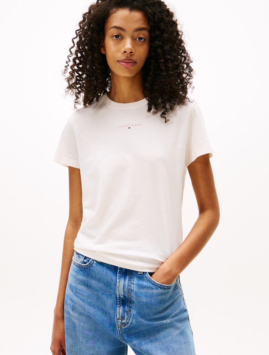 t-shirt mit rundhalsausschnitt und linearem logo