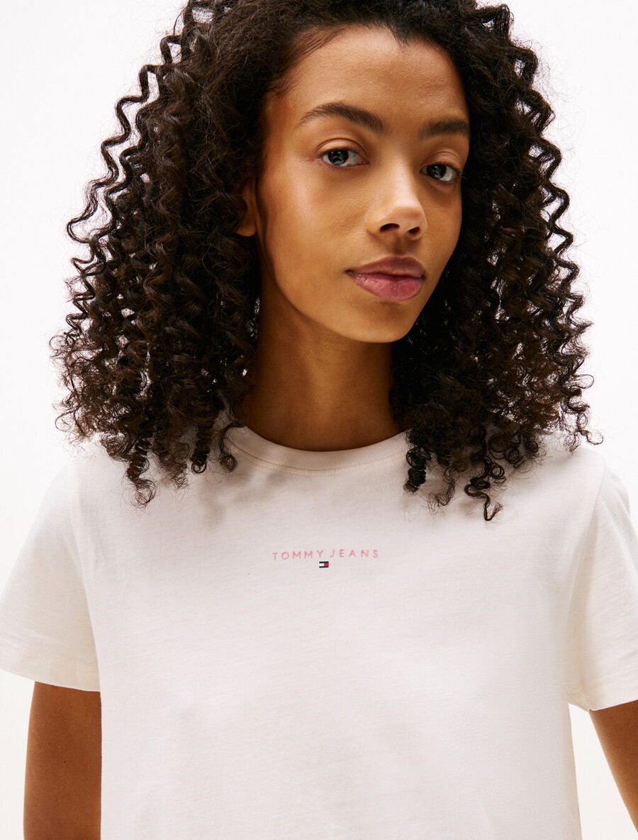 t-shirt mit rundhalsausschnitt und linearem logo