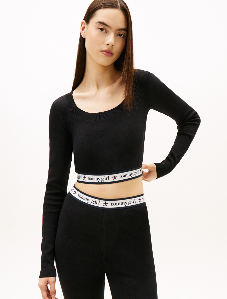 tommy girl cropped langarmtop