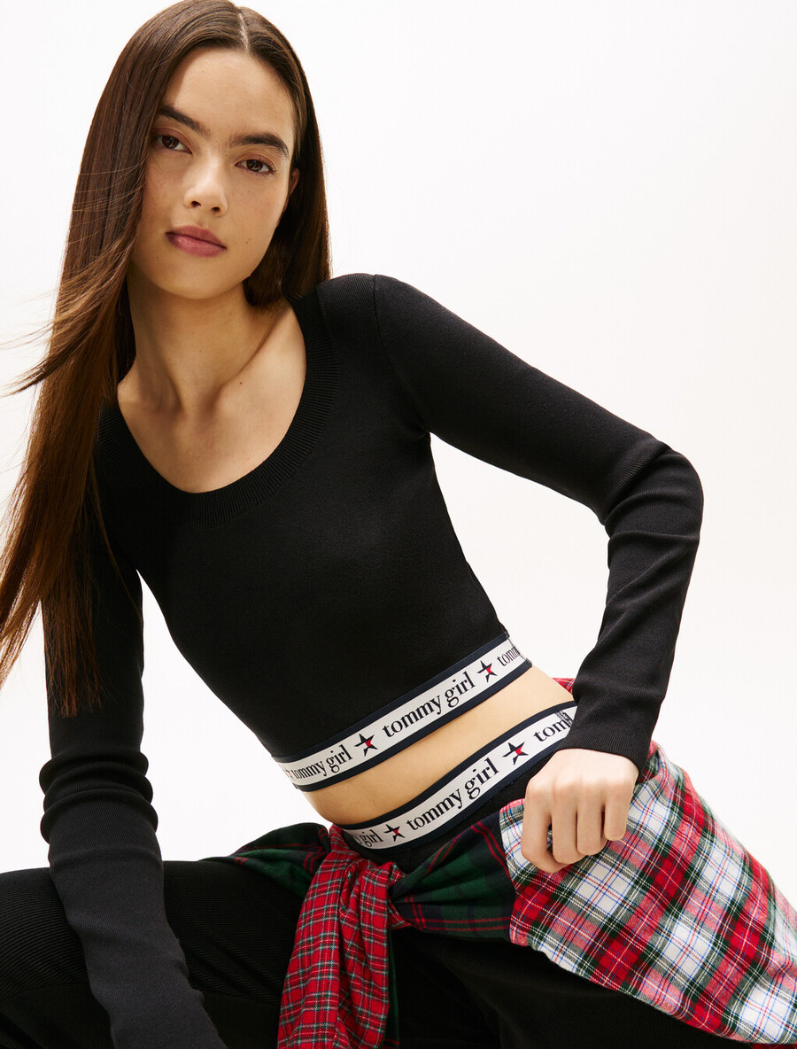 tommy girl cropped langarmtop