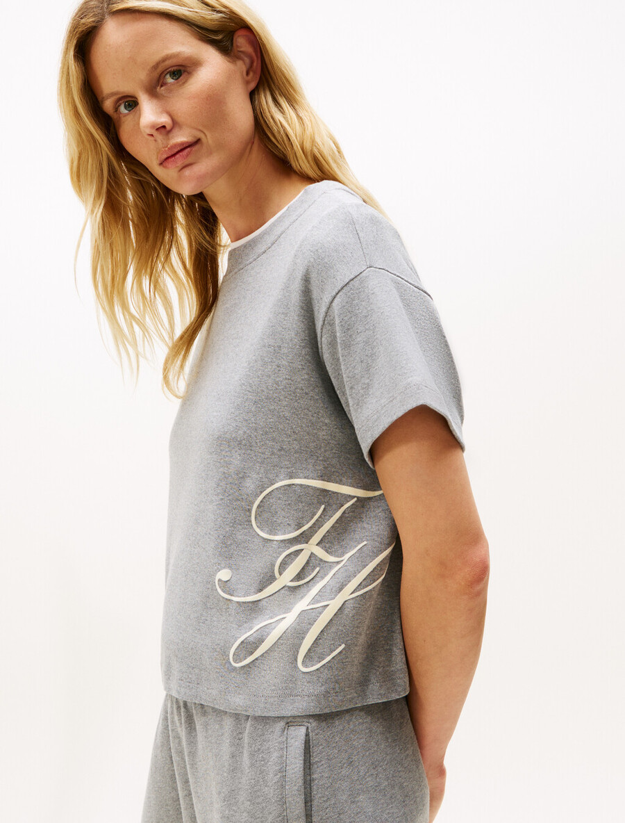 logo-applikation lässiges t-shirt