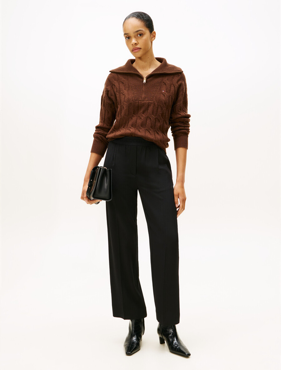 weite hose aus viskose-twill zum hineinschlüpfen