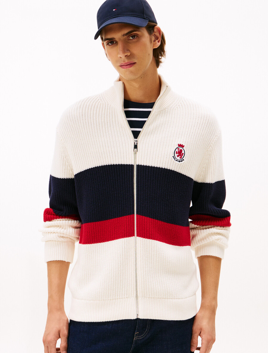 lässiger pullover mit farbblock-design und reißverschluss