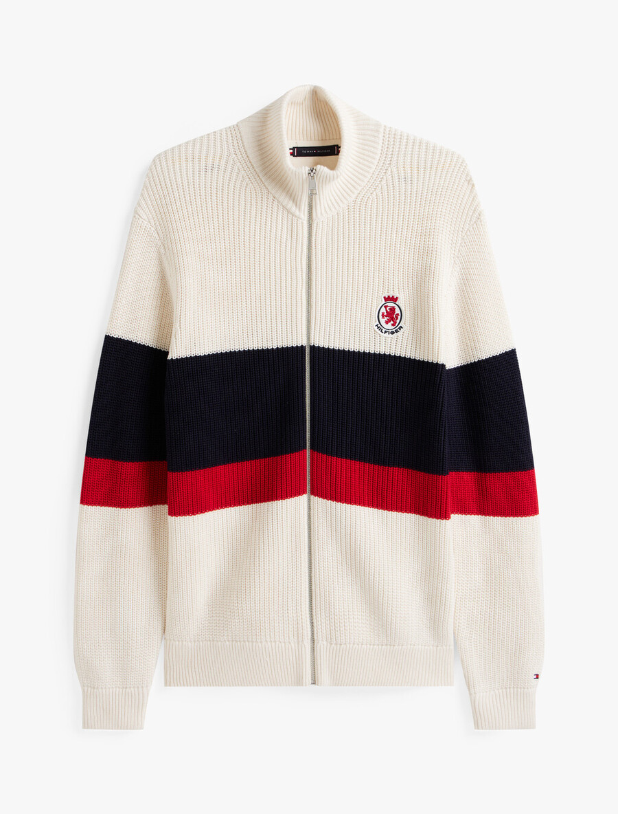 lässiger pullover mit farbblock-design und reißverschluss