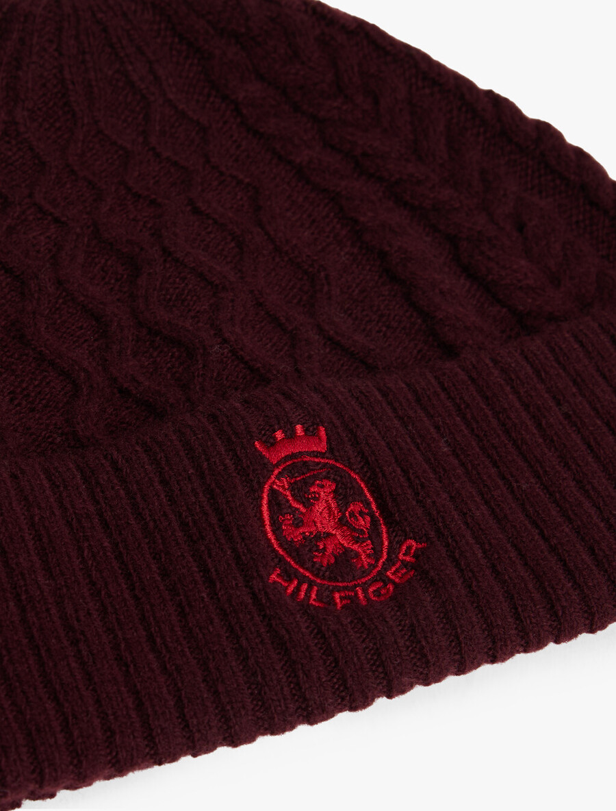 th crest cable knit beanie