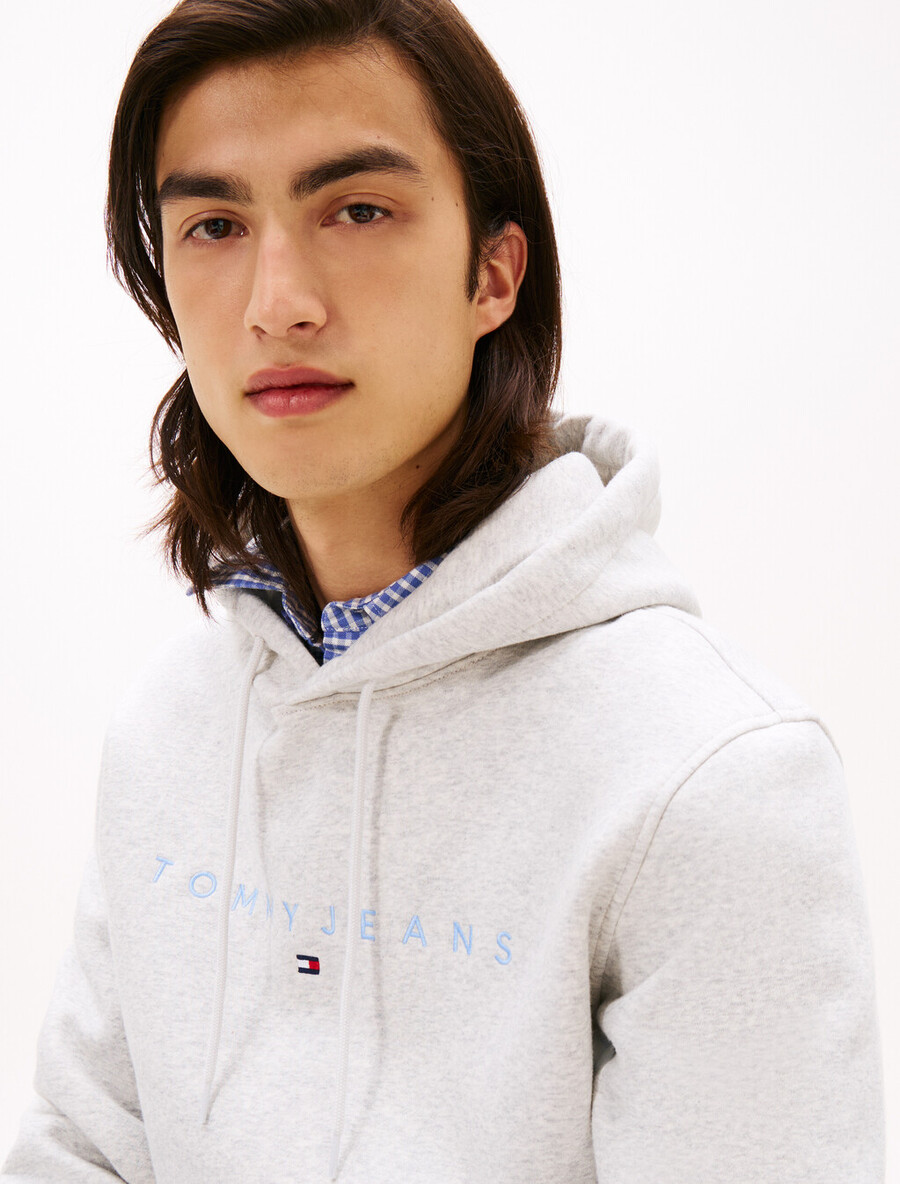 kapuzenpullover mit linearer logostickerei und kängurutasche