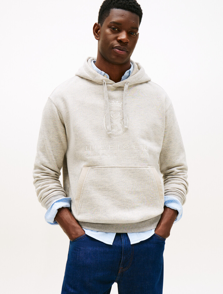 varsity crest relaxed fleece hoody