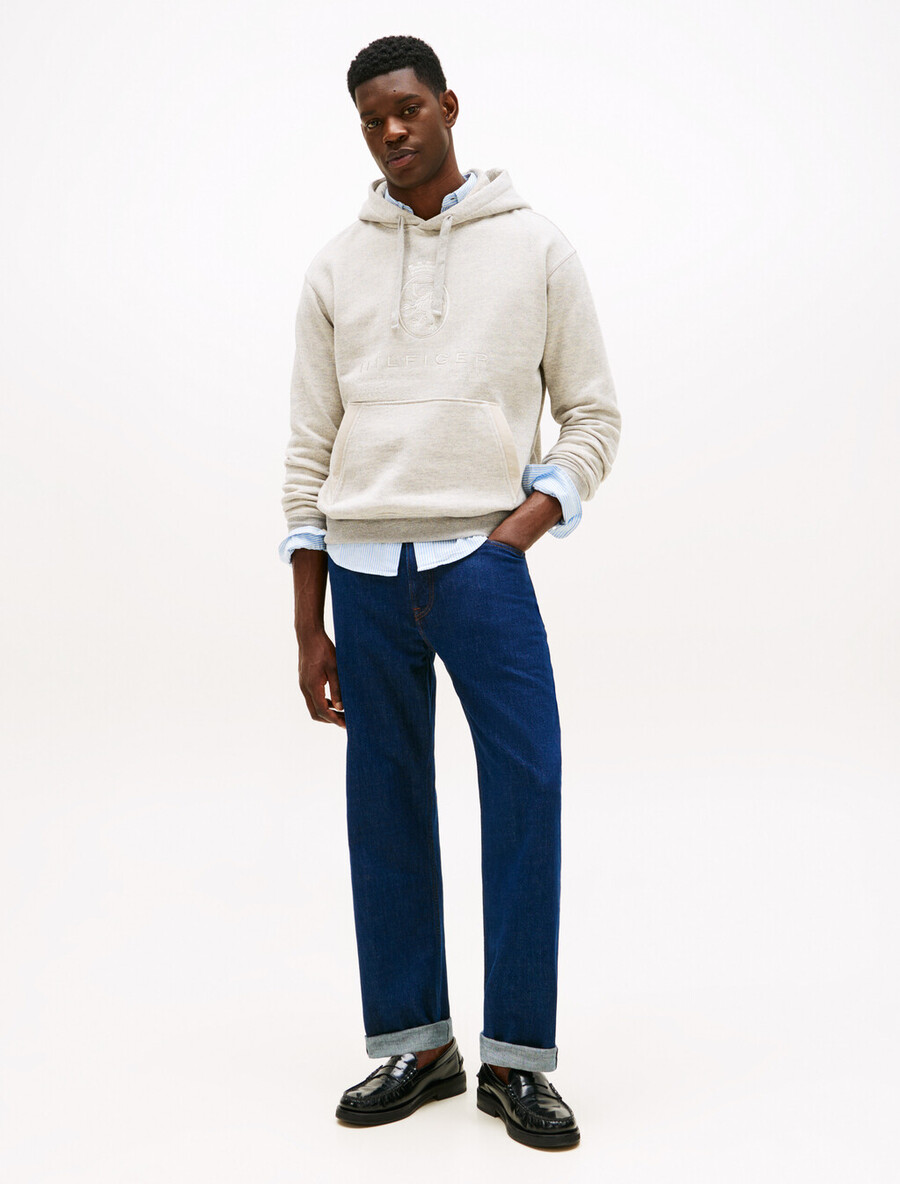 varsity crest relaxed fleece hoody