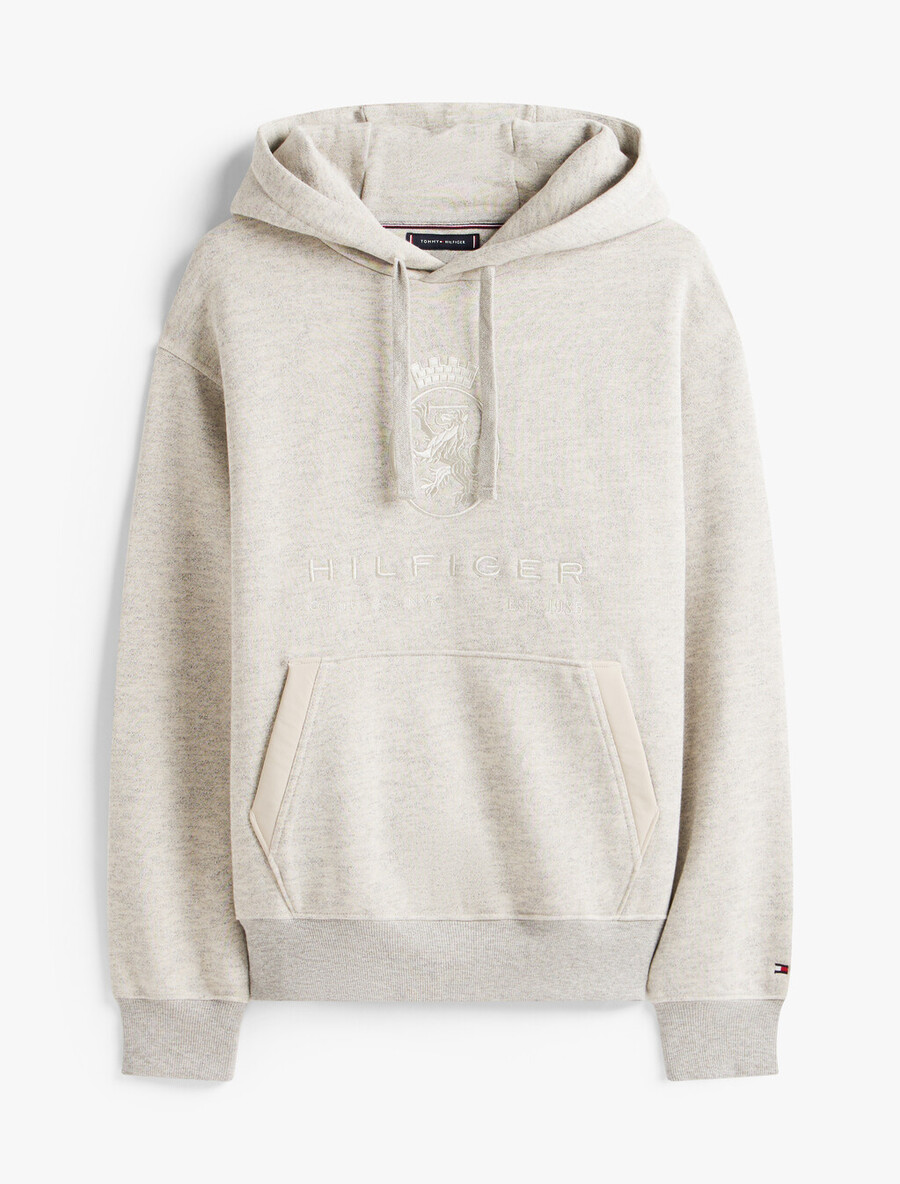 varsity crest relaxed fleece hoody