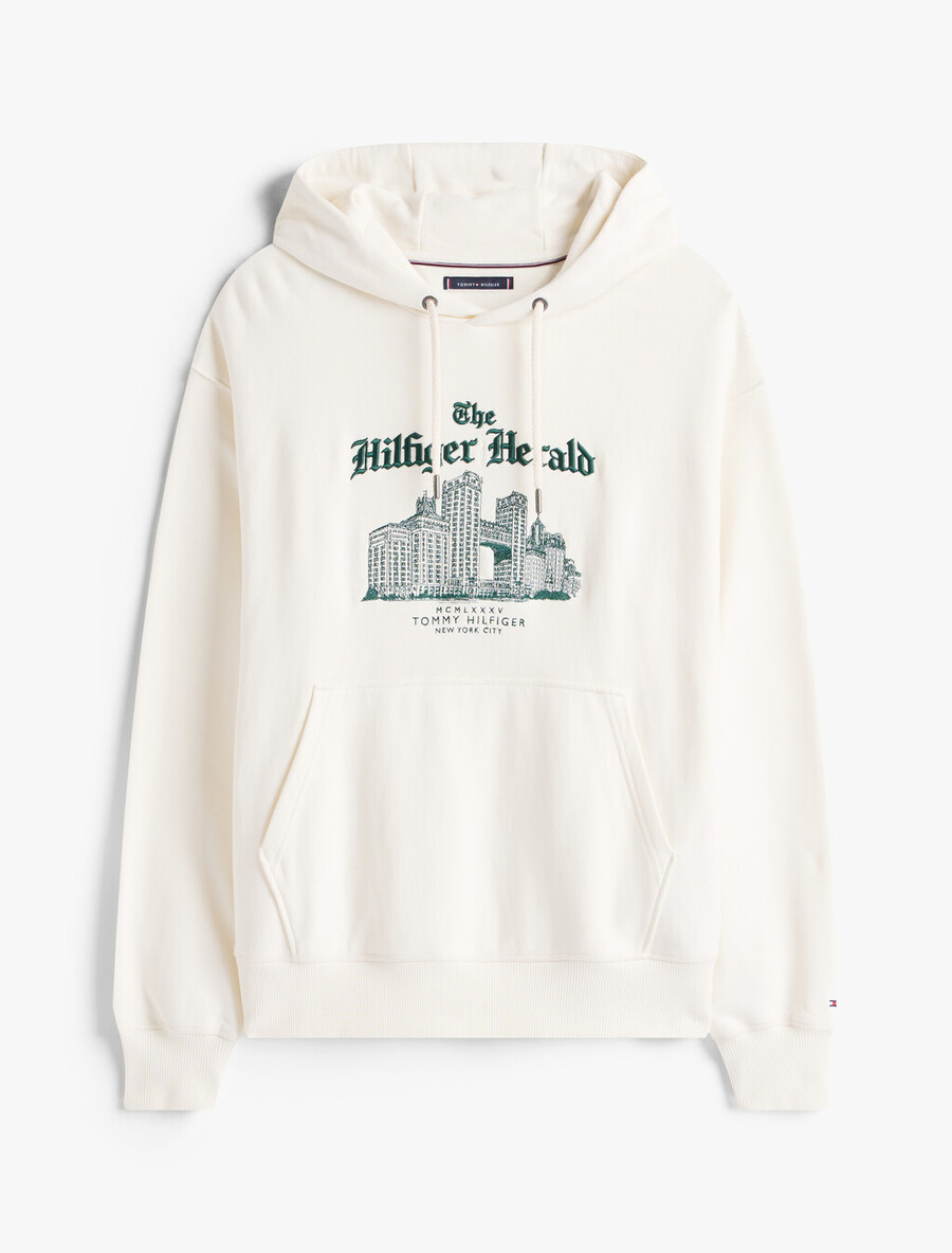 kapuzenpullover mit logostickerei und lockerem verschluss mit kordelzug