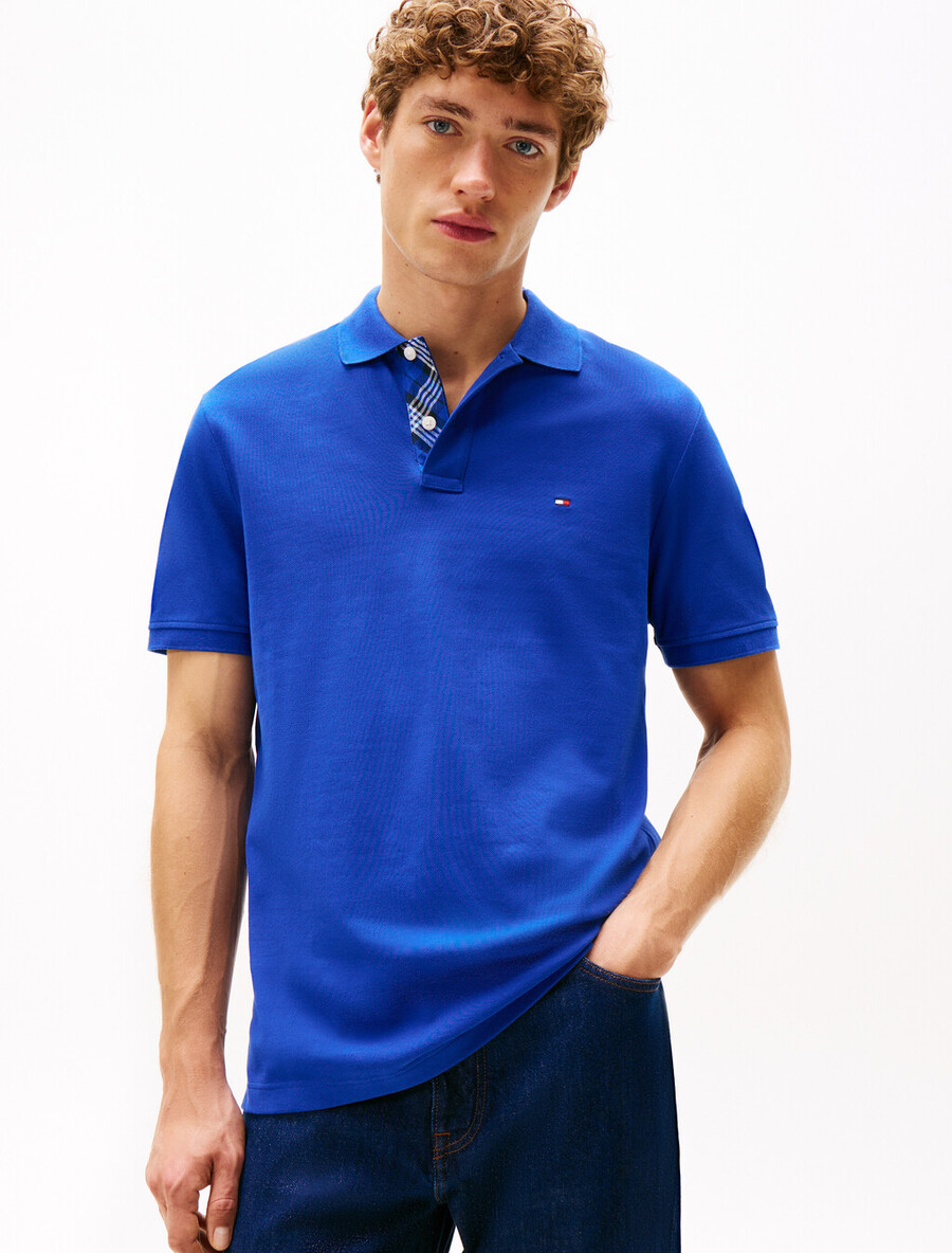 polohemd mit tartan-knopfleiste regular