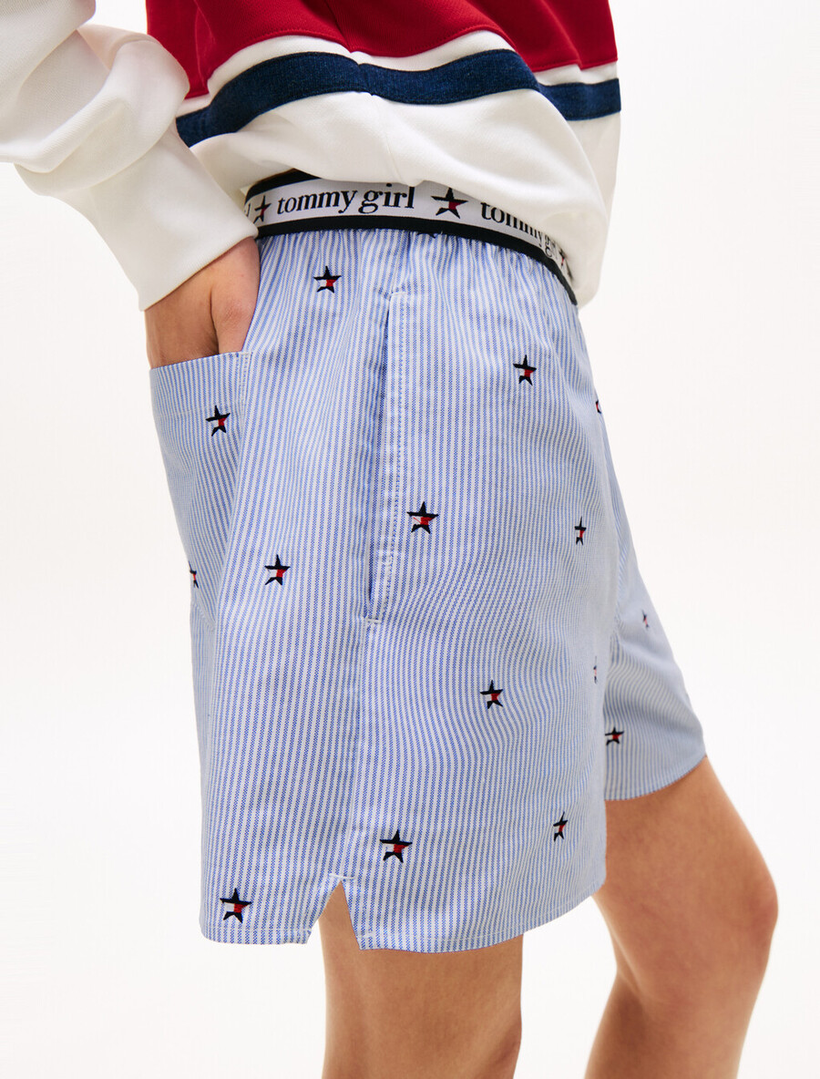tommy girl loose ithaca shorts mit streifen und sternenstickerei