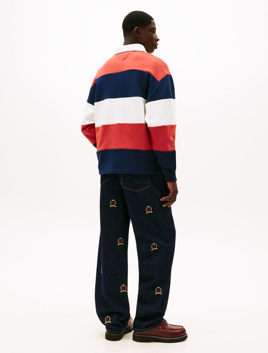 tommy badge stripe relaxed rugby shirt
