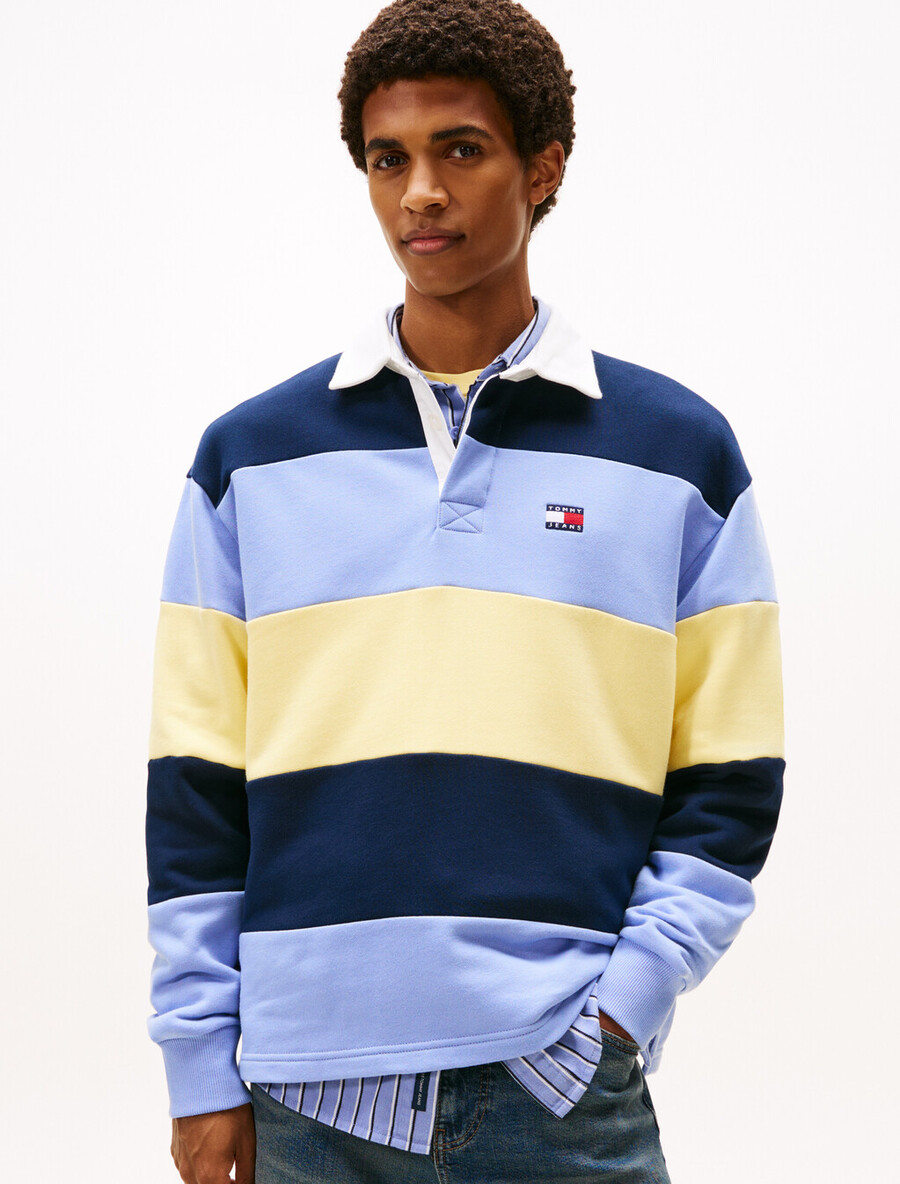 tommy badge stripe relaxed rugby shirt