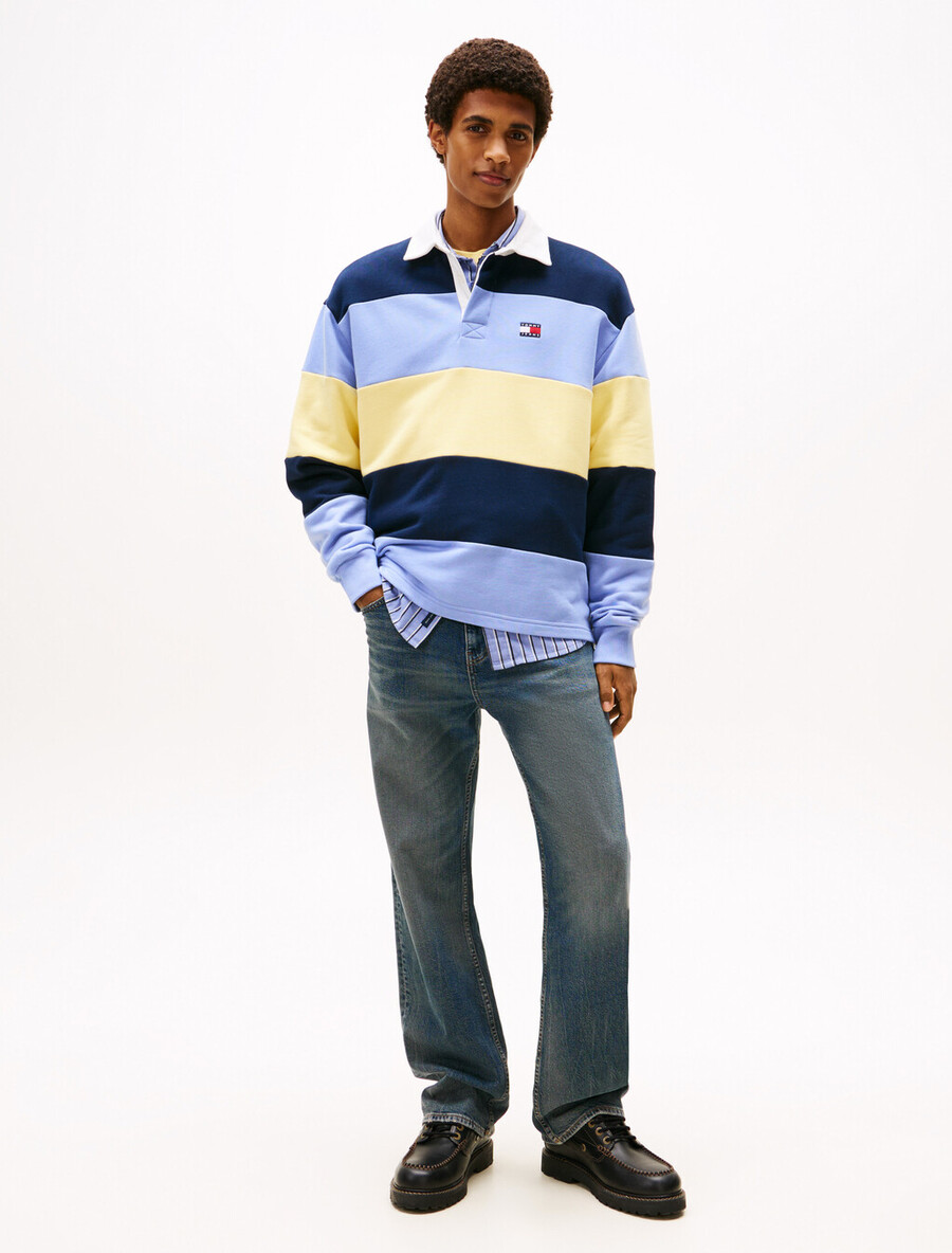 tommy badge stripe relaxed rugby shirt
