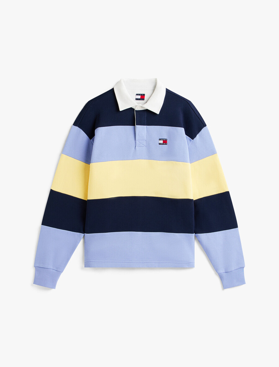 tommy badge stripe relaxed rugby shirt