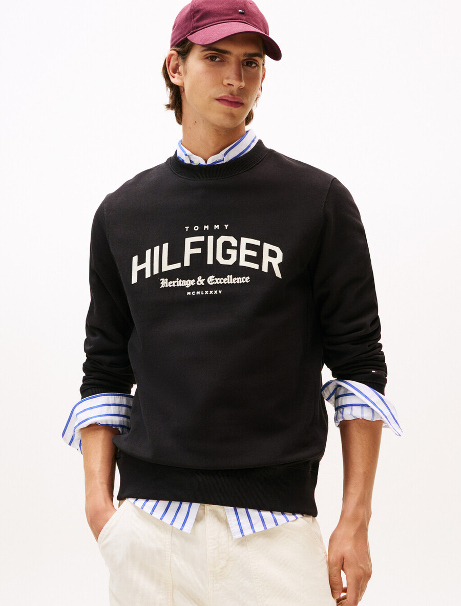 sweatshirt mit arch-logo-logo und rundhalsausschnitt aus frottee