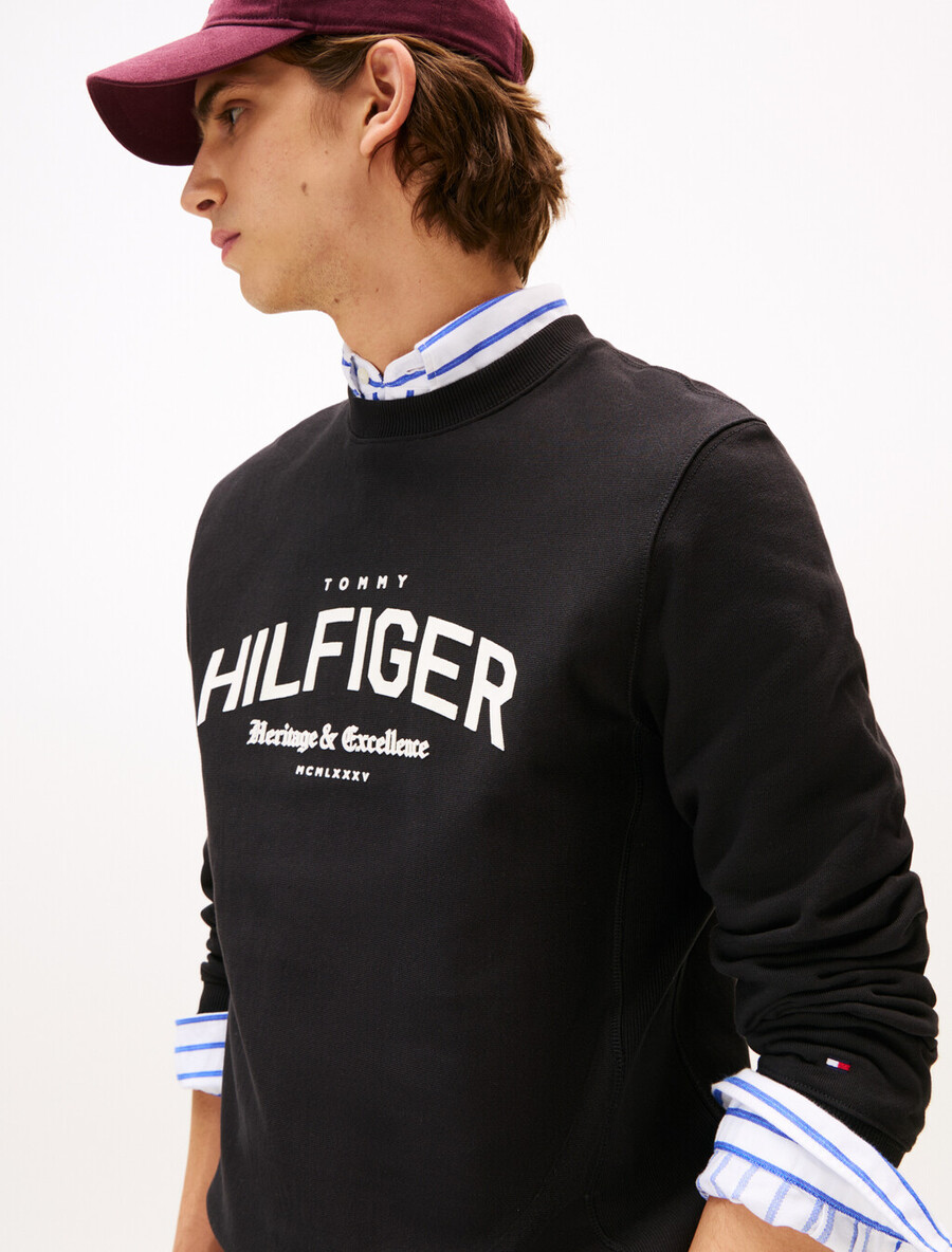 sweatshirt mit arch-logo-logo und rundhalsausschnitt aus frottee