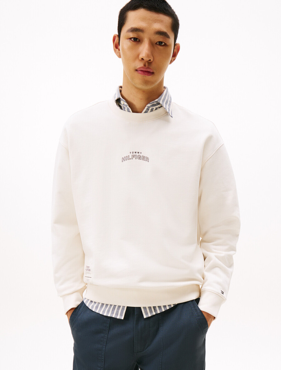 sweatshirt aus schwerem twill mit rundhalsausschnitt