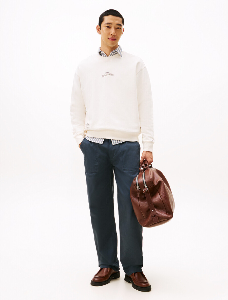 sweatshirt aus schwerem twill mit rundhalsausschnitt