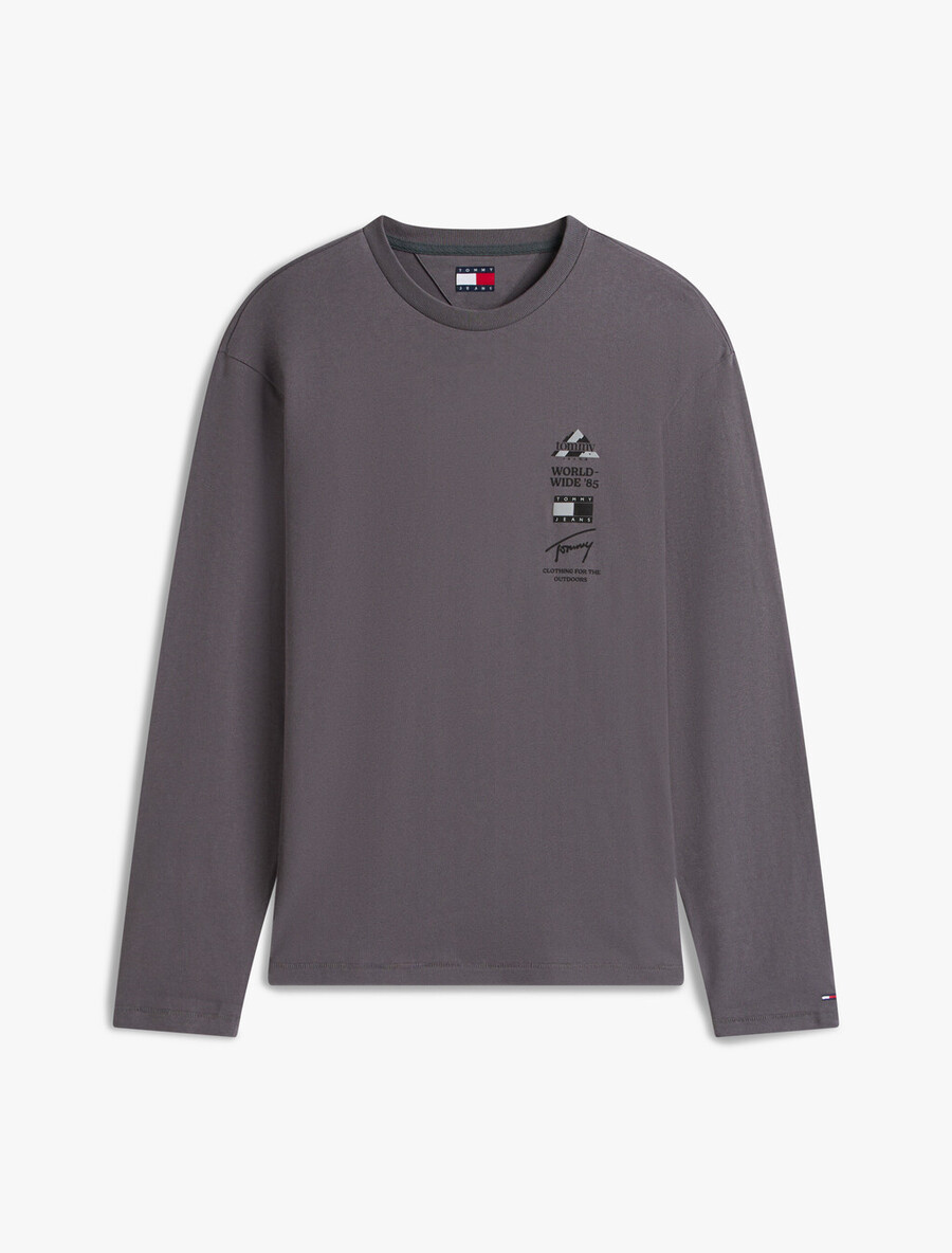 langarm-t-shirt mit rückengrafik und lässiger passform