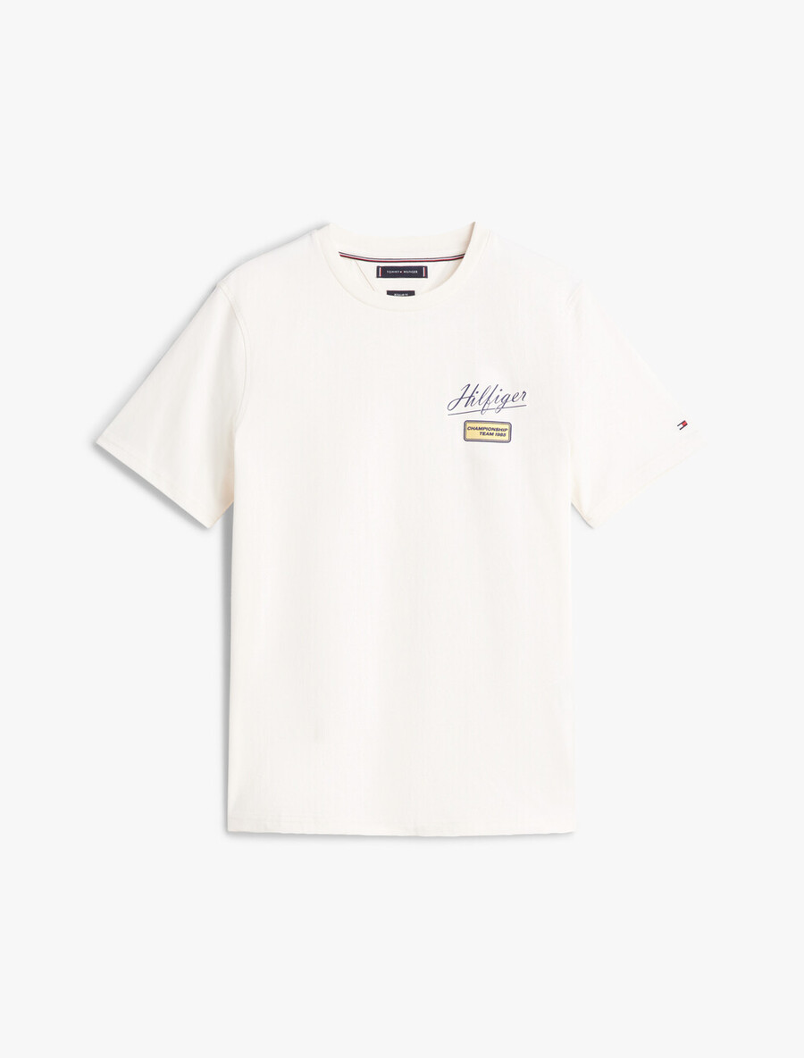 t-shirt mit strukturiertem logo und rundhalsausschnitt