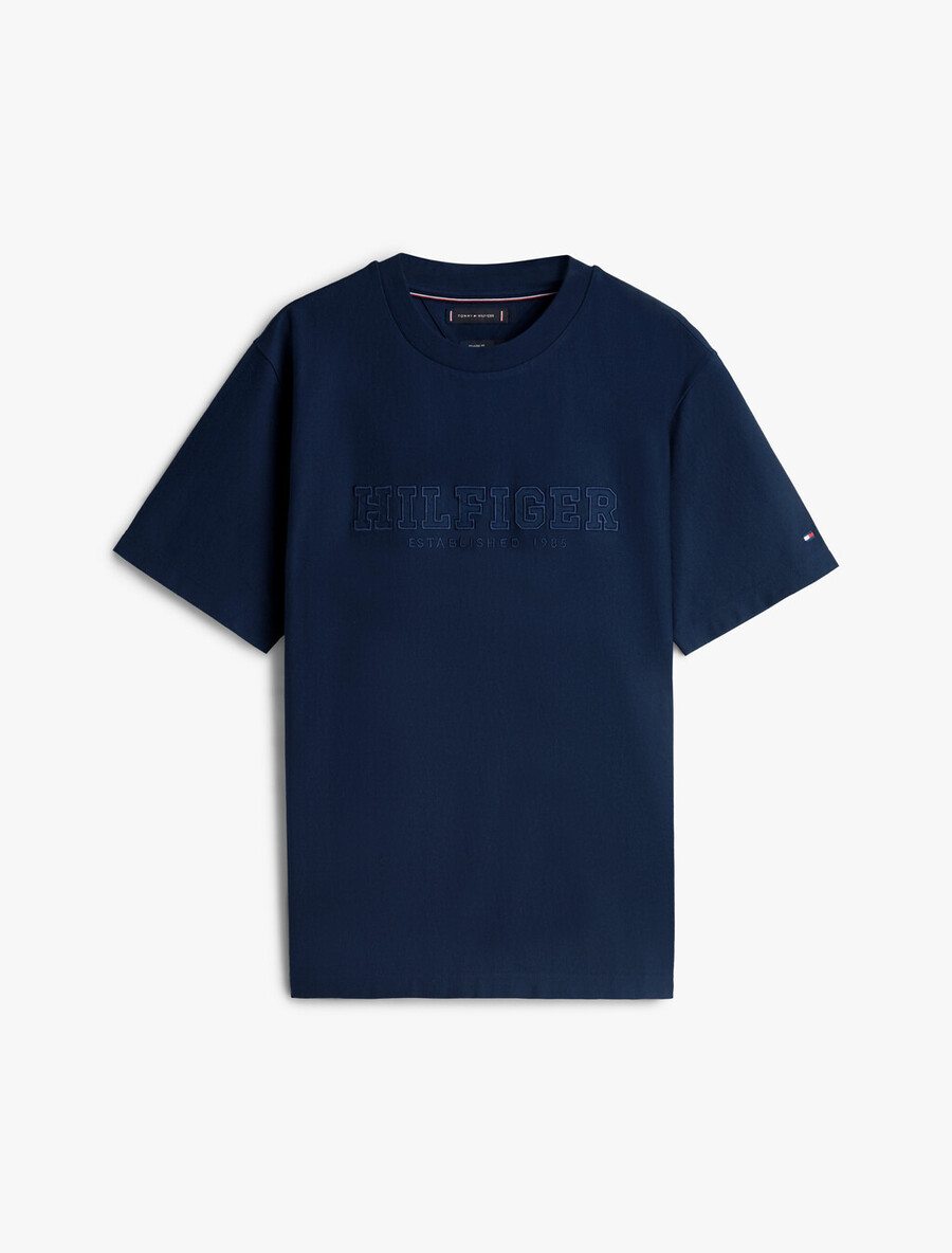 t-shirt mit logostickerei und lockerem rundhalsausschnitt