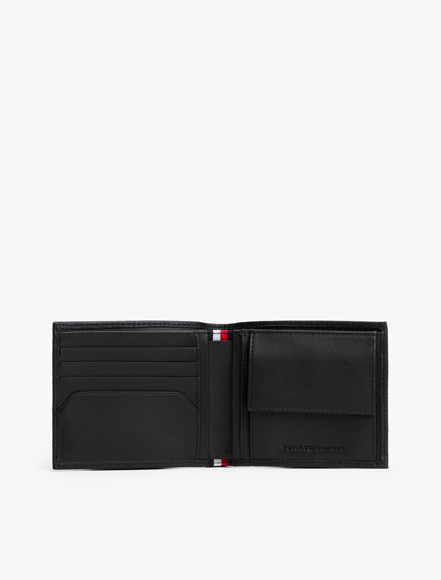 hilfiger flag leder-geldbörse für karten und münzen