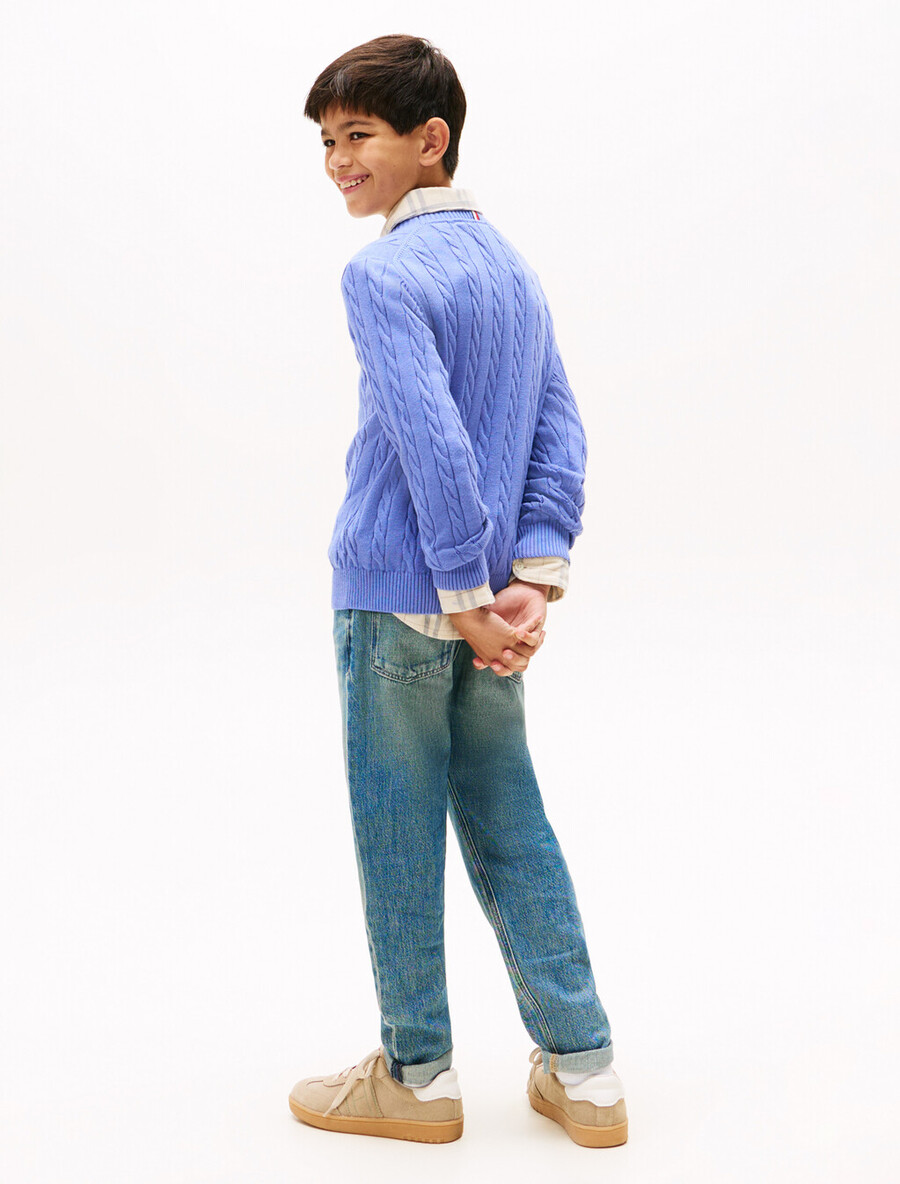 zopfstrickpullover mit rundhalsausschnitt