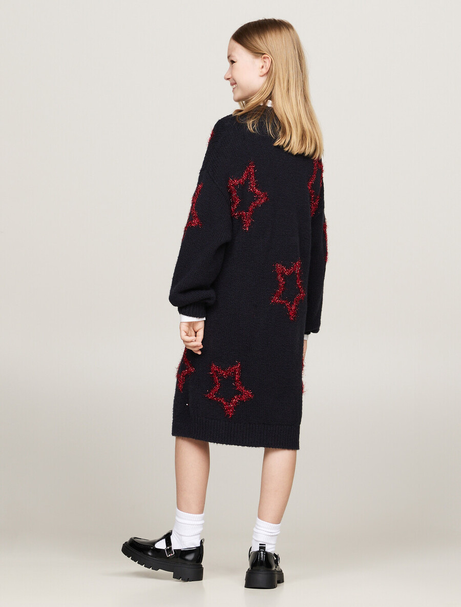 lässiges jumperkleid mit metallic-sternenmuster